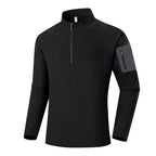 Men's Breathable Functional Long Sleeve Shirt with Stand Collar, 1/4 Zipper and Sleeve Utility Pocket Fashion Glam