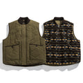 Unisex Reversible Quilted Vest with Jacquard Fleece and Patch Pockets Fashion Glam