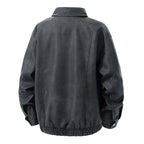 Men's leather bomber jacket with zipper and elastic hem Fashion Glam