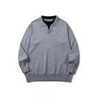 Unisex Oversize fine knit pullover with open Henley neckline and contrasting inner collar Fashion Glam