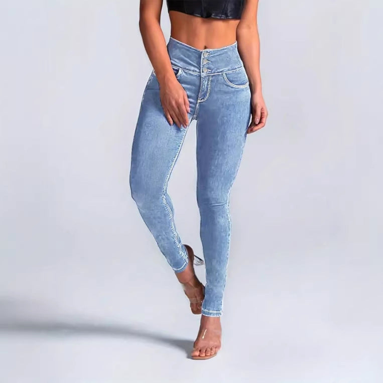 Women's Sculpting High Waist Skinny Jeans with V-Shaped Waist Fashion Glam