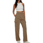 Women's cargo pants with wide leg, elastic waistband, and cargo pockets Fashion Glam