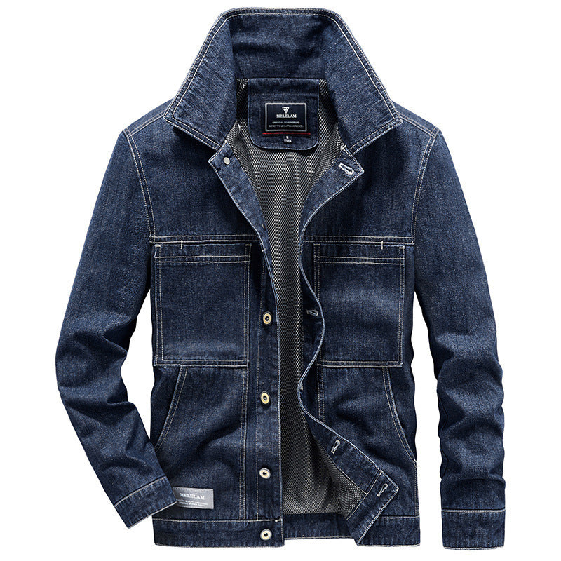 Men's Robust Denim Worker Jacket with Mesh Lining Fashion Glam