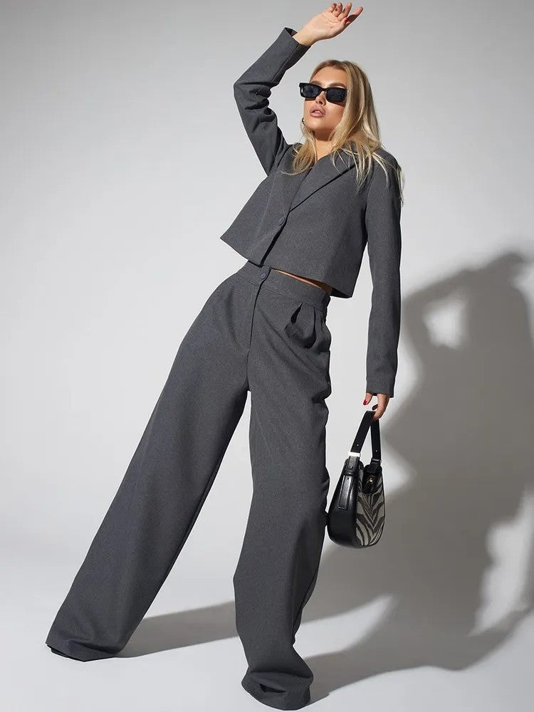 Women Two-Piece Women with Cropped Blazer
