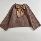 Women Oversize Mohair-Optics Knit Sweater with Back Bow Fashion Glam