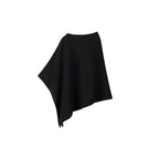 Ladies Asymmetric Fine Knit Poncho with Round Neck Fashion Glam