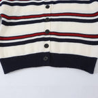 Ladies Striped Cardigan with Button Placket and Ribbed Hem Fashion Glam