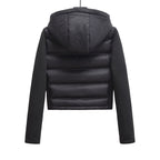 Women's Cropped Quilted Hybrid Padded Jacket with Hood Fashion Glam