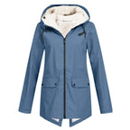 Women's waterproof and padded rain jacket with adjustable hood collar Fashion Glam