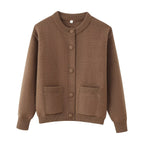 Women Oversize Knit Cardigan with Decorative Buttons and Patch Pockets Fashion Glam