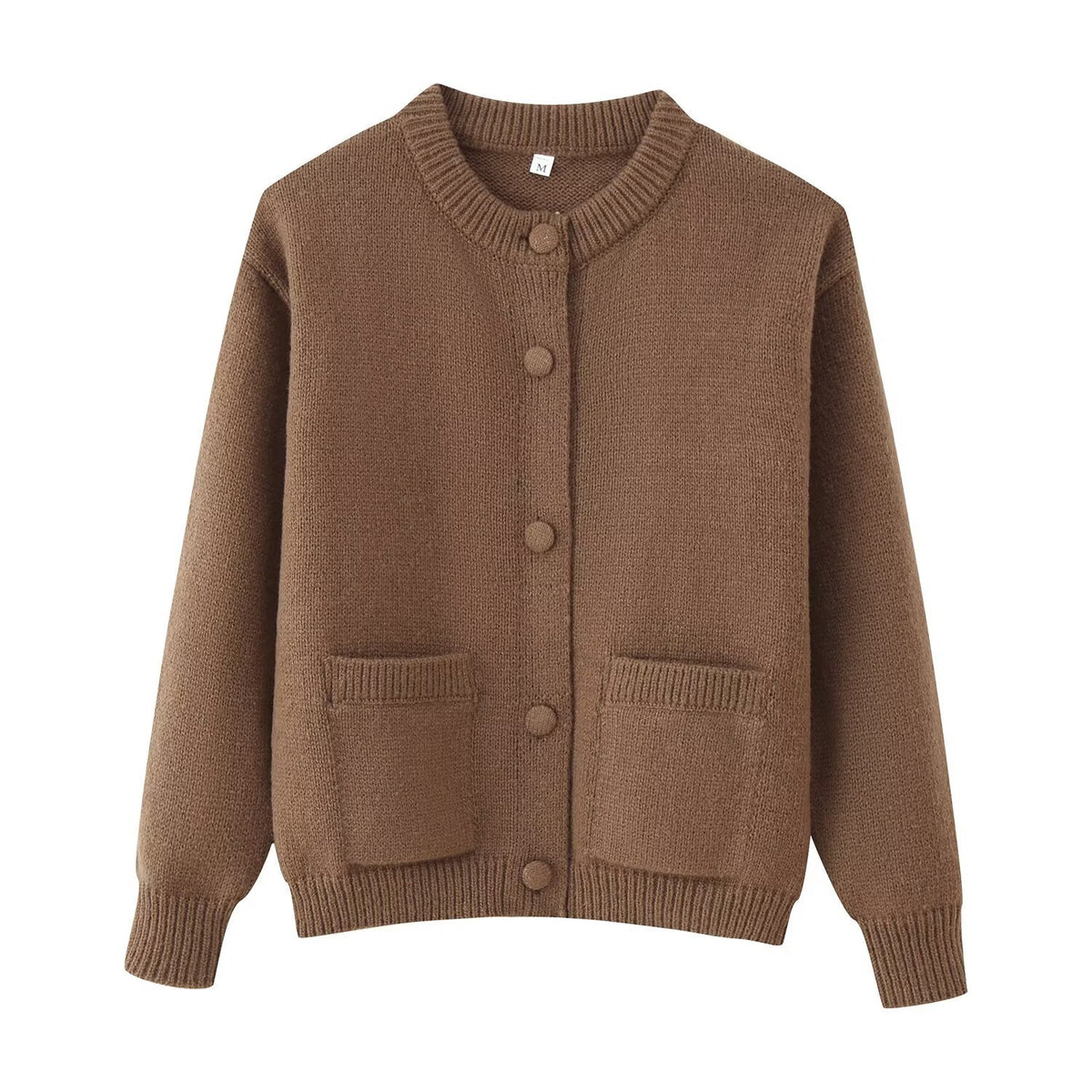 Women Oversize Knit Cardigan with Decorative Buttons and Patch Pockets Fashion Glam