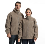 Men's fleece outdoor jacket with stand-up collar, full-length zipper, and elastic cuffs Fashion Glam
