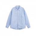 Men's loose-fitting striped poplin shirt with curved hem and chest pocket Fashion Glam