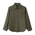 Women Oversize Check Shirt with Chest Pocket and Curved Hem Fashion Glam