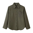 Women Oversize Check Shirt with Chest Pocket and Curved Hem Fashion Glam
