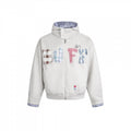 Men's Hooded Fleece Jacket with Checkered Lined Collar and Quilted Logo Applications Fashion Glam