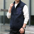 Men's Teddy Fleece Outdoor Vest with High Collar, Full Zip and Welded Chest Pocket Fashion Glam