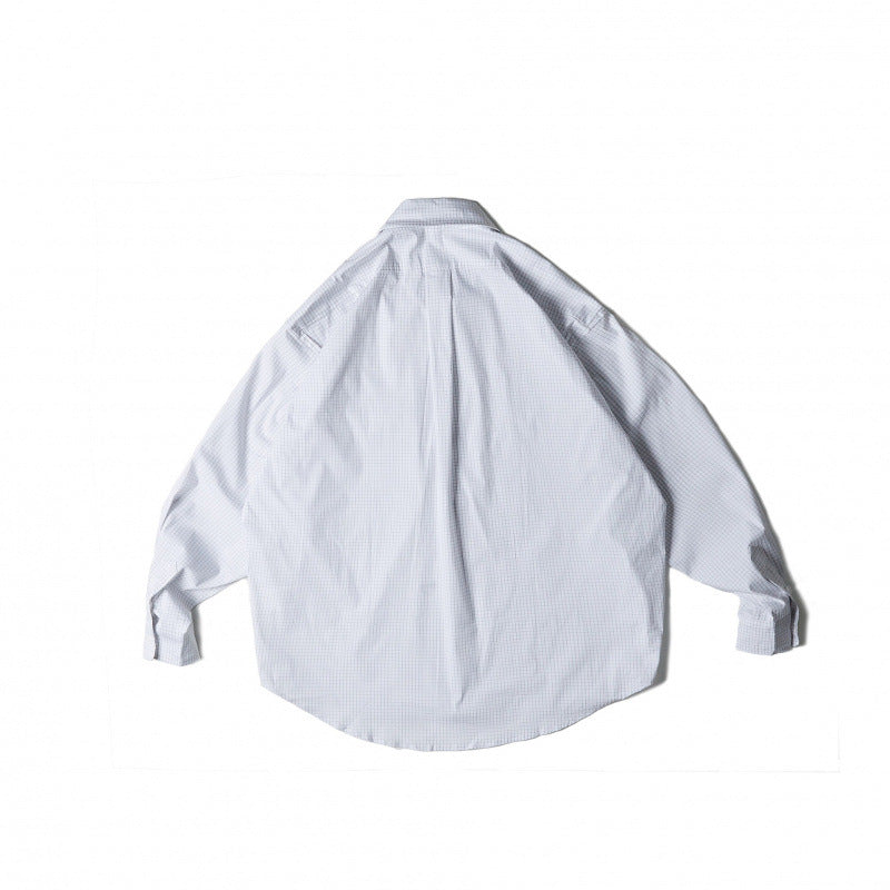 Unisex Oversize-checkered Shirt with rounded hem and appliquéd chest pockets Fashion Glam