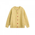 Women Buttoned Knitted Cardigan in Oversize Cut with Round Neck, Ribbed Cuffs and Contrast Buttons Fashion Glam