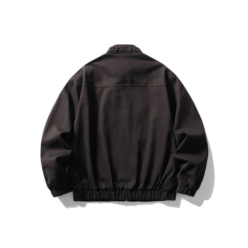 Men's short blazer in a minimalist worker look made of heavy canvas with stand-up collar Fashion Glam
