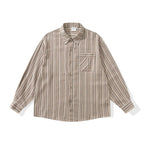 Unisex Oversize-Longsleeve Shirt with Vertical Striped Pattern and Chest Pocket Fashion Glam