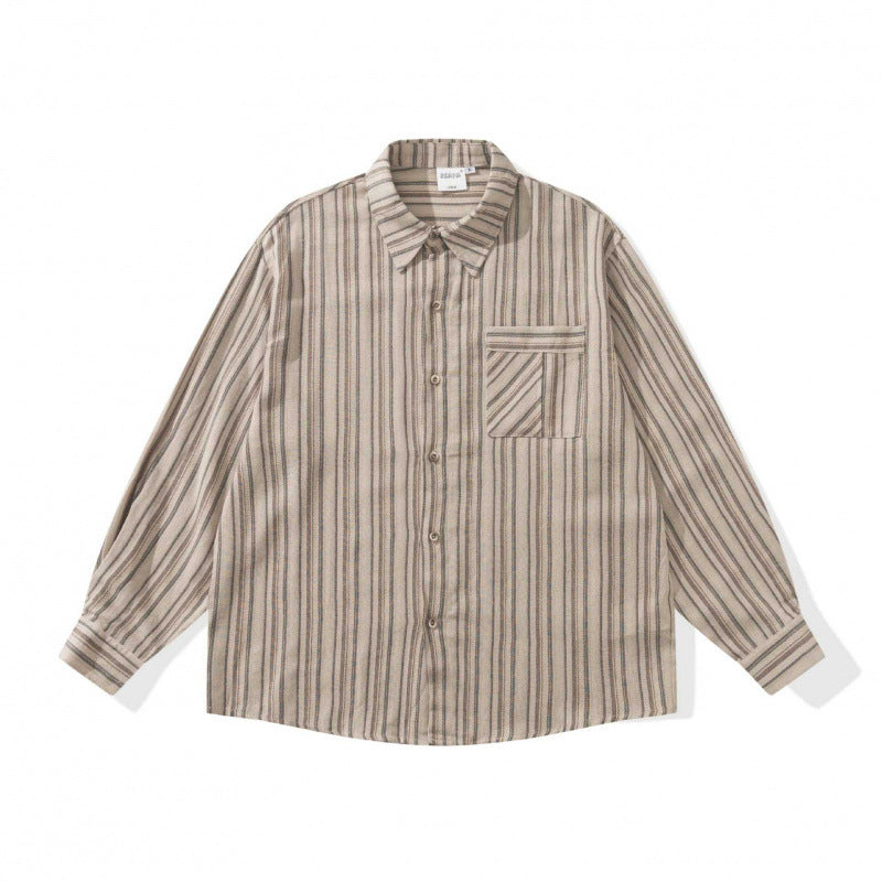 Unisex Oversize-Longsleeve Shirt with Vertical Striped Pattern and Chest Pocket Fashion Glam
