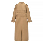 Women Longer tailored trench coat with double waist belt and epaulettes Fashion Glam