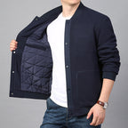 Men's Structured Bomber Jacket with Waffle Knit, Lightly Lined and Snap Placket Fashion Glam