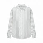 Men's Long-Sleeved Relaxed-Fit Pinstripe Shirt made of Linen-Cotton Blend with Kent Collar Fashion Glam