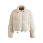 Women's cropped padded transitional jacket in a boxy cut with shirt collar and drawstring Fashion Glam
