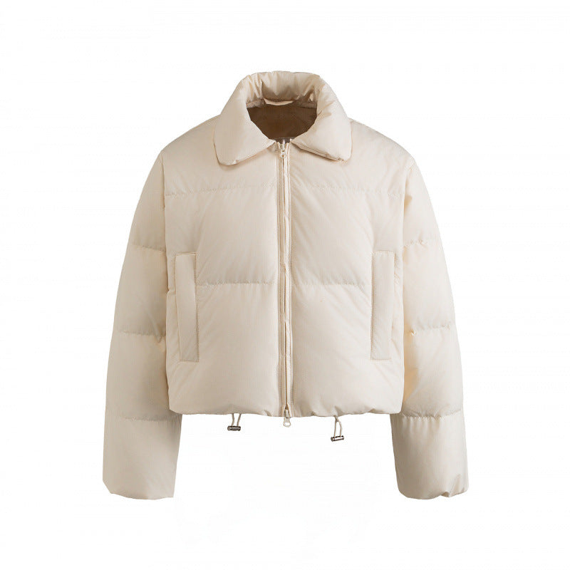 Women's cropped padded transitional jacket in a boxy cut with shirt collar and drawstring Fashion Glam