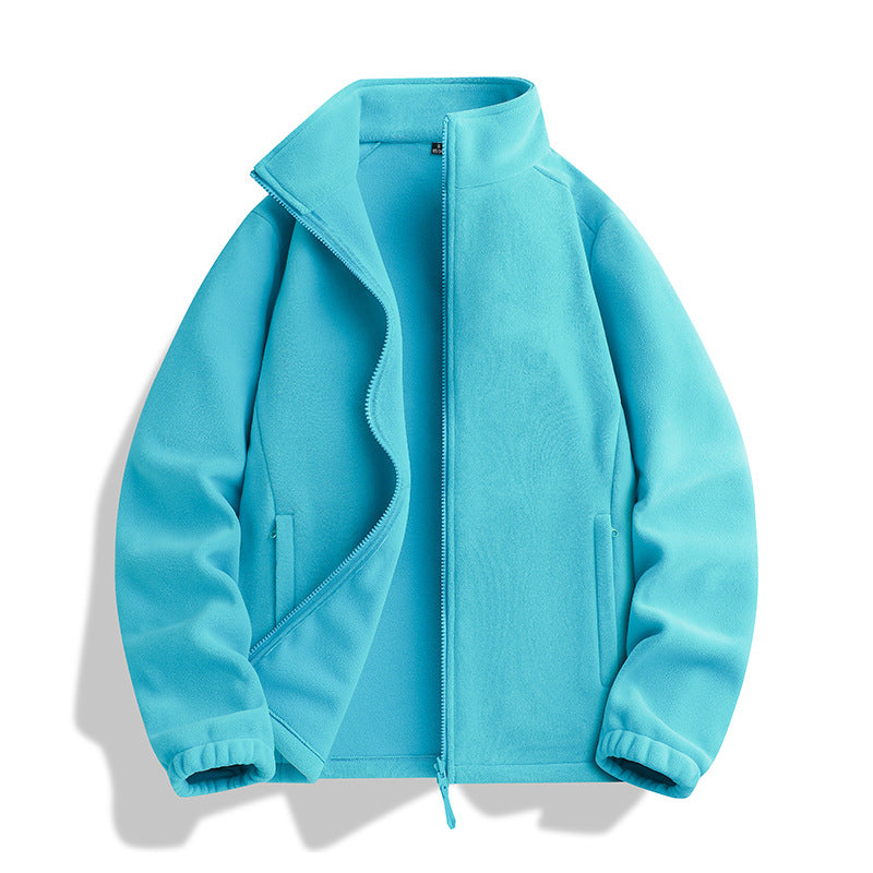Unisex fleece jacket with standing collar, full-length zipper and elastic cuffs Fashion Glam
