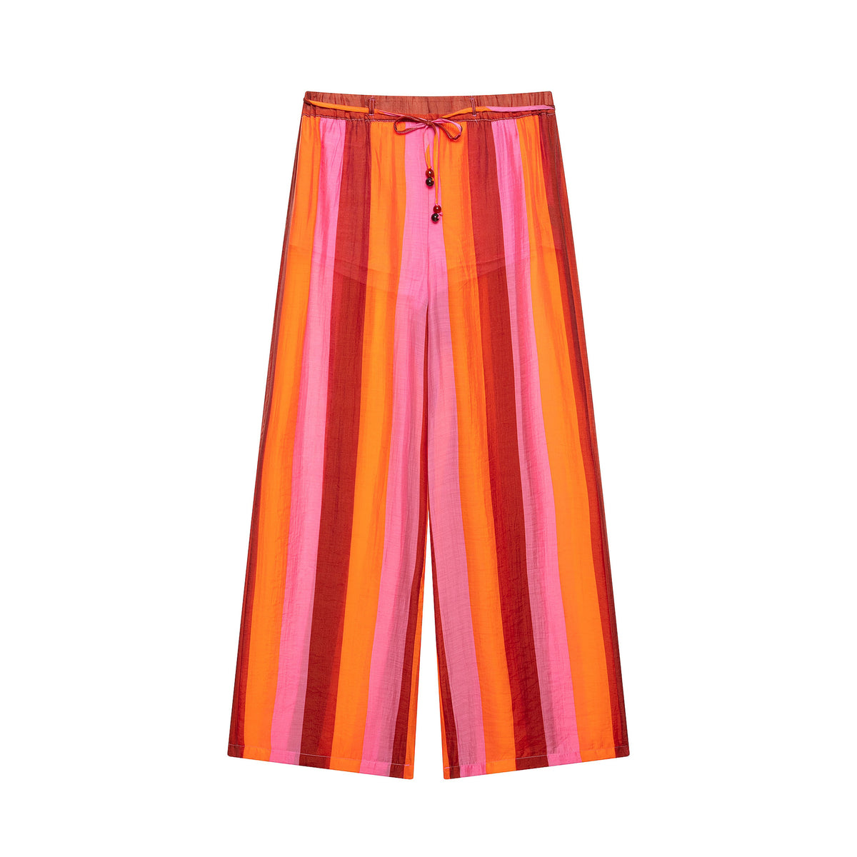 Women's Wide Culotte Pants with Drawstring Waist and Vertical Stripes Fashion Glam