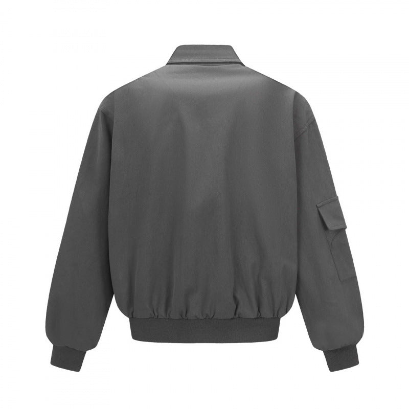 Unisex Oversize Bomber Jacket in Utility Style with Zipper, Flap Pockets and Ribbed Hem Fashion Glam