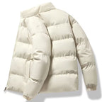 Women's Short Cut Thermal Puffer Jacket with Stand-Up Collar and Minimalist Zipper Front Fashion Glam