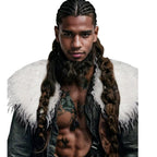 Men's faux fur shoulder cape in Nordic style with voluminous long pile Fashion Glam