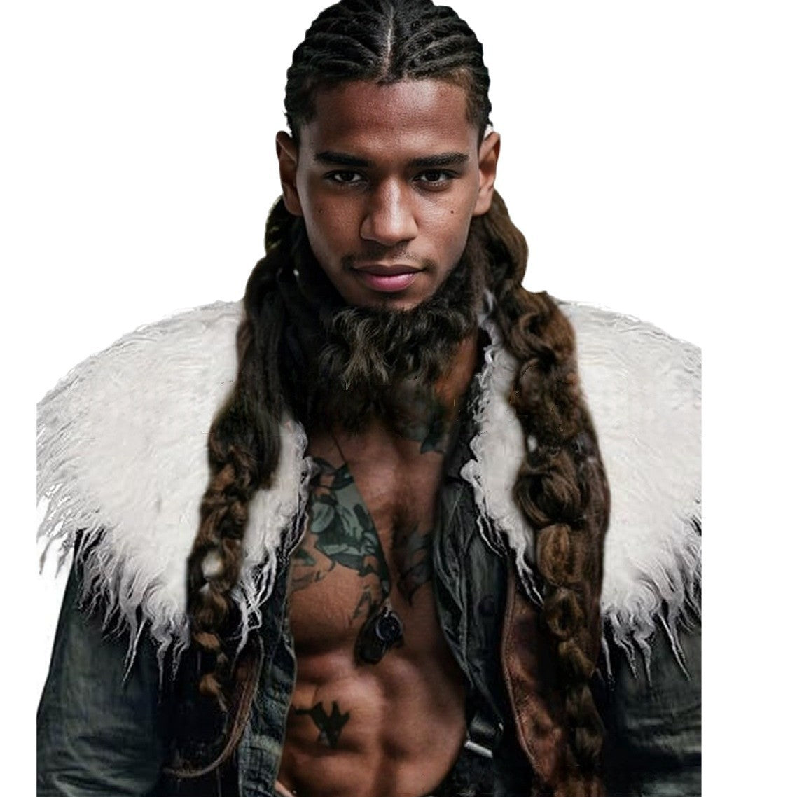 Men's faux fur shoulder cape in Nordic style with voluminous long pile Fashion Glam