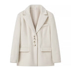 Women's short blazer-coat made of teddy fleece with lapel collar Fashion Glam