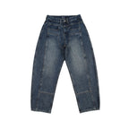 Unisex Wide Jeans with High Waist, Distinctive Seam Panels and Tapered Cropped Silhouette Fashion Glam