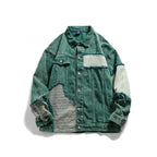 Unisex Oversize Jeans Jacket with Patchwork Knit Inserts and Used Look Fashion Glam