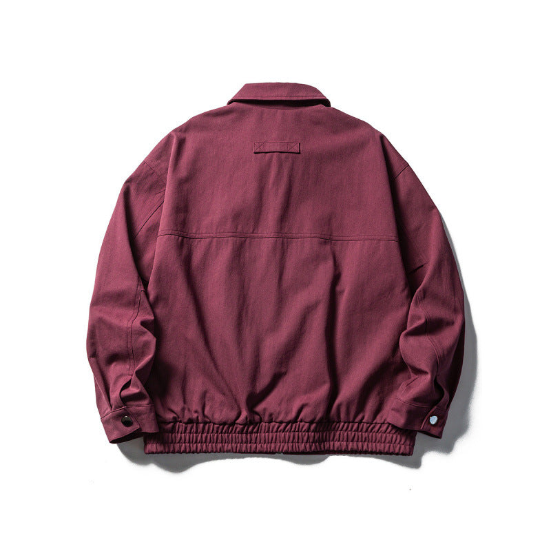 Men's Oversized Work Jacket with Full Zip, Chest Zip and Elastic Hem Band Fashion Glam