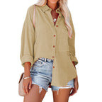 Women's loose shirt with button placket and chest pocket Fashion Glam