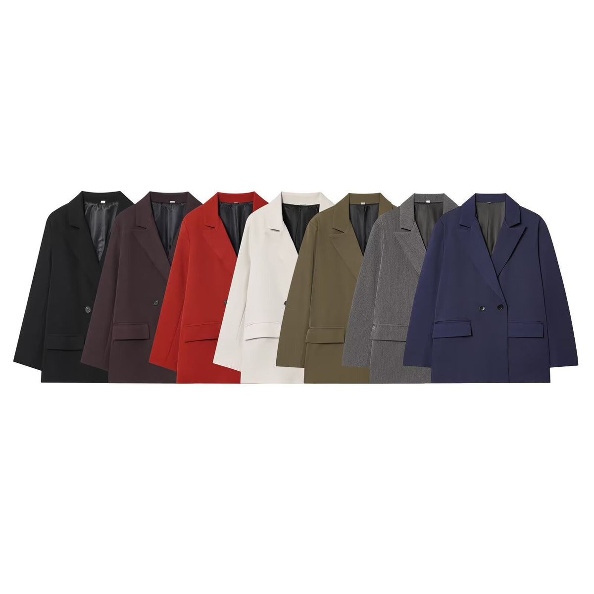 Women's Oversized Double-Breasted Blazer with Flap Pockets Fashion Glam