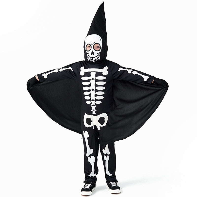 Women's skeleton costume with cloak and gloves Fashion Glam