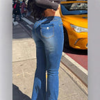 Women's High-Waisted Sculpting Bootcut Jeans with Waist-Shaping V-Waist Fashion Glam