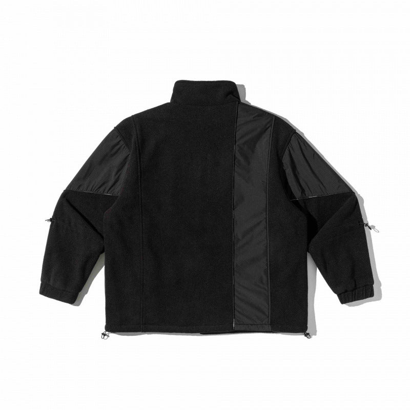 Unisex Oversize Fleece Jacket with Nylon Panels, High Stand-Up Collar and Multi-Pockets Fashion Glam