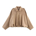 Women's Short Boxy Jacket in Oversized Suede Look with Balloon Hem Fashion Glam