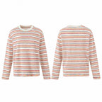 Unisex Oversize striped fine knit sweater with round neck and textured weave look Fashion Glam