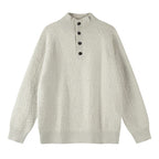 Unisex Structured Half-Zip Knit Sweater with Henley Button Placket and Raglan Sleeves Fashion Glam