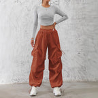 Women’s cargo pants with elastic waistband and practical side pockets Fashion Glam